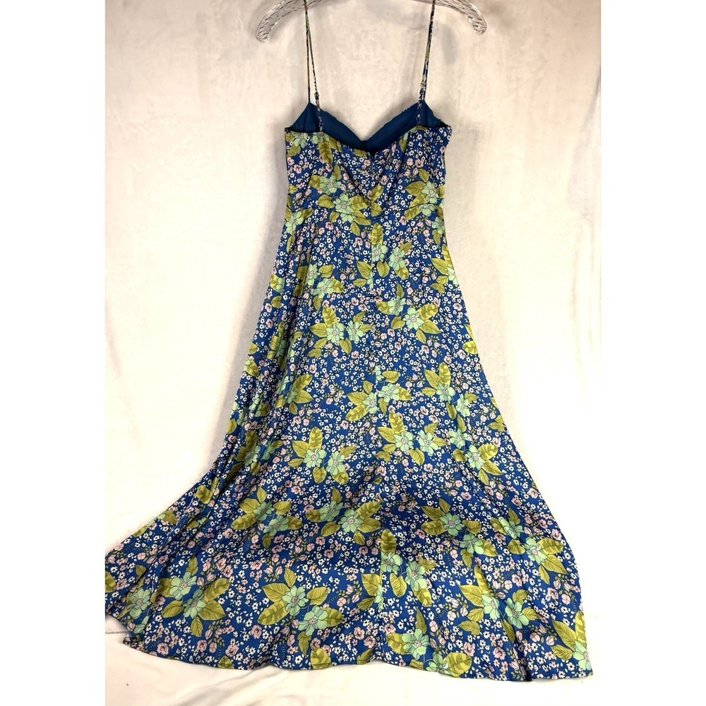 ASTR Florianne Floral Satin Midi Dress Blue Bustier Strap NWT Small - Picture 14 of 14